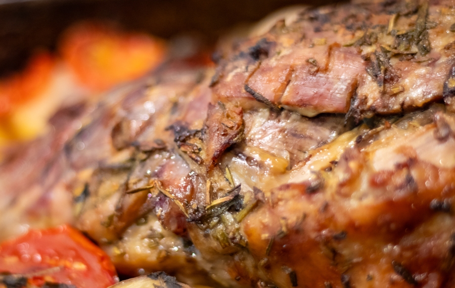 Andalusian style, slow roasted leg of lamb. Serves 6